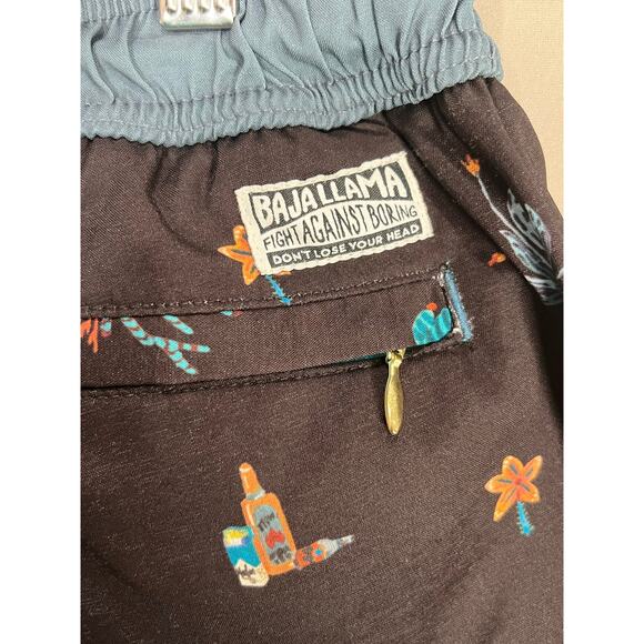 Baja Llama Tree Brown Swim Trunks Board Shorts Men’s Size M Aquatic Cactus - Picture 4 of 14